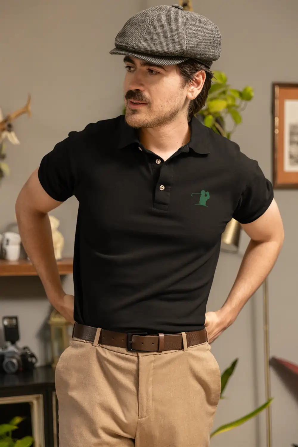 Black GOLFR Classic Polo T-Shirt