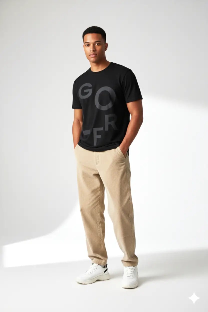 Black Graphic "GOLFR" T-Shirt for Men
