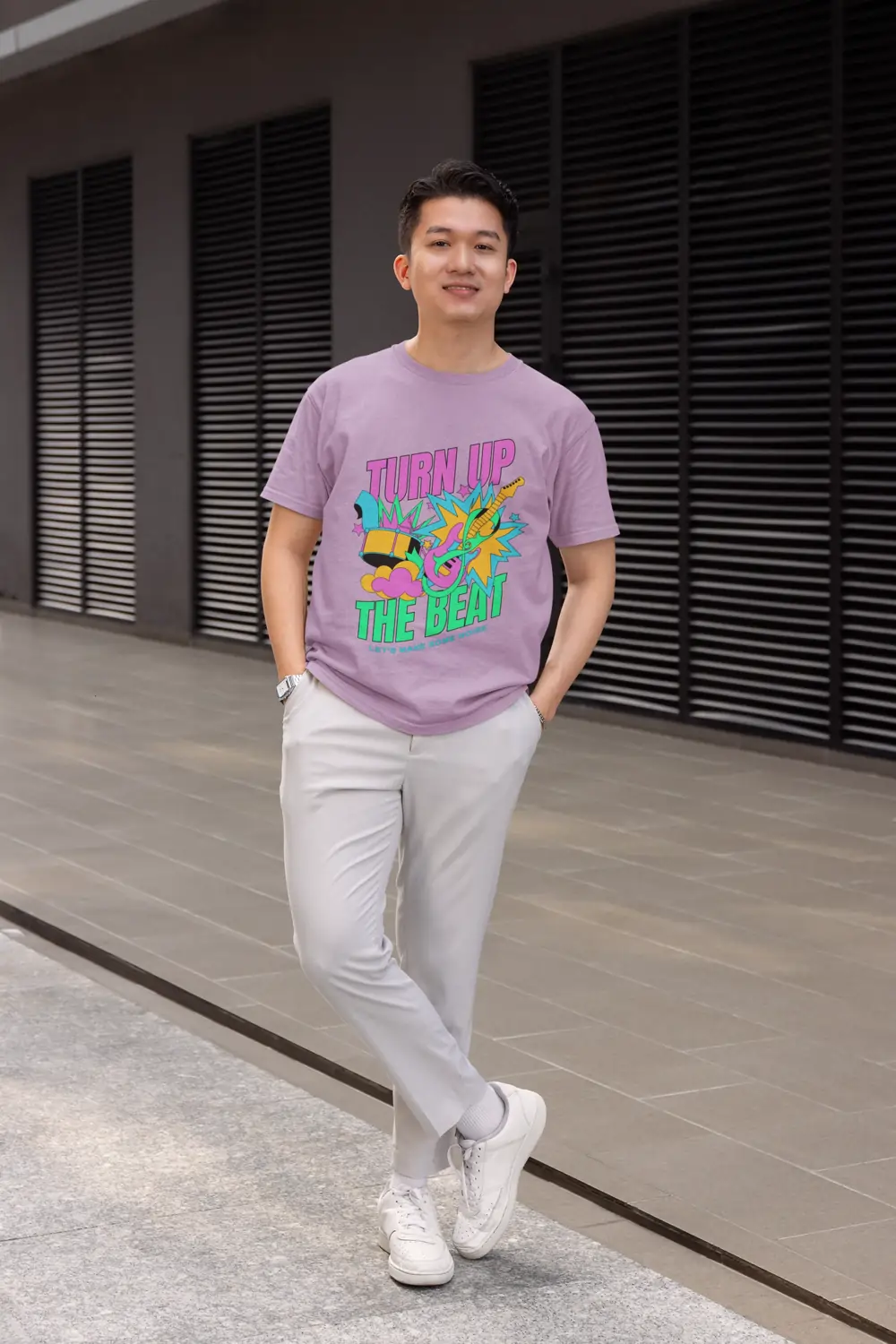 Turn Up The Beat Graphic Lilac T-Shirt