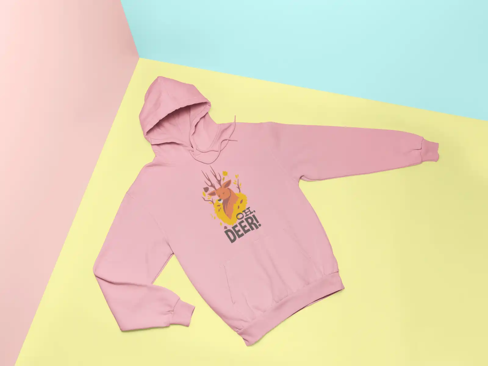 Pink Deer Printed Hoodie for men