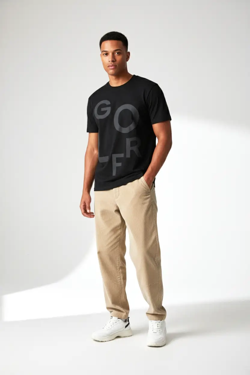 Black Graphic "GOLFR" T-Shirt for Men