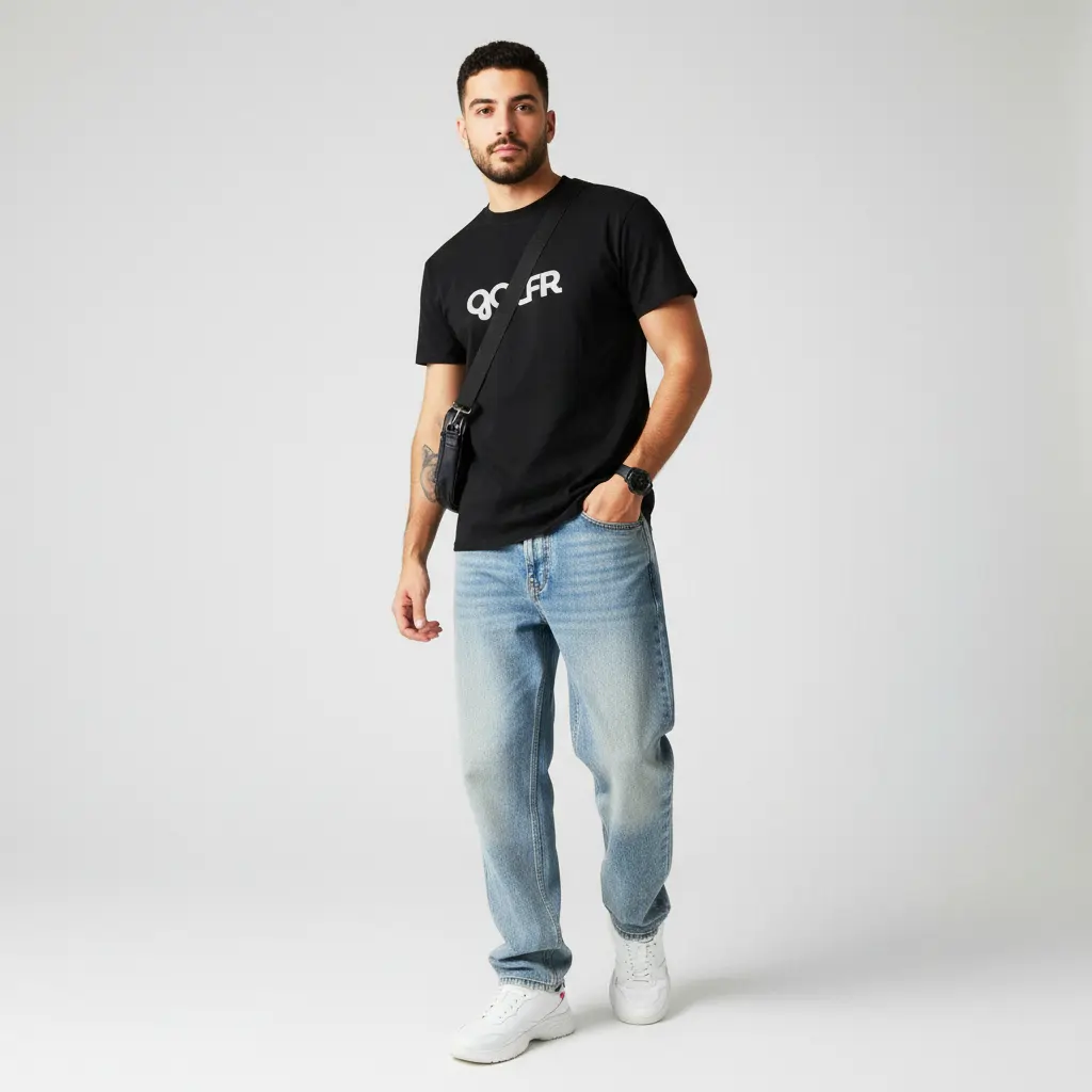 Black "GOLFR" Typo T-Shirt for Men