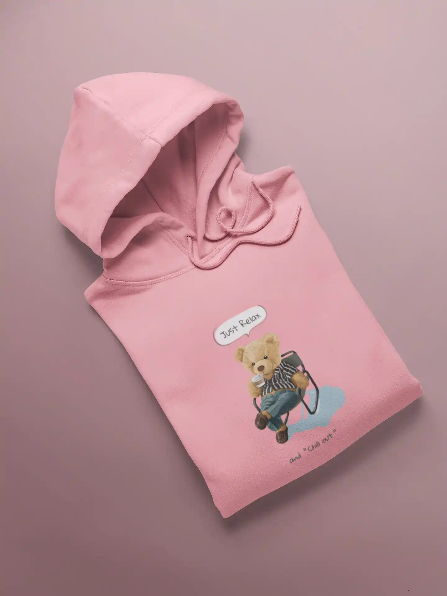 Pink Bear Print Hoodie for Men