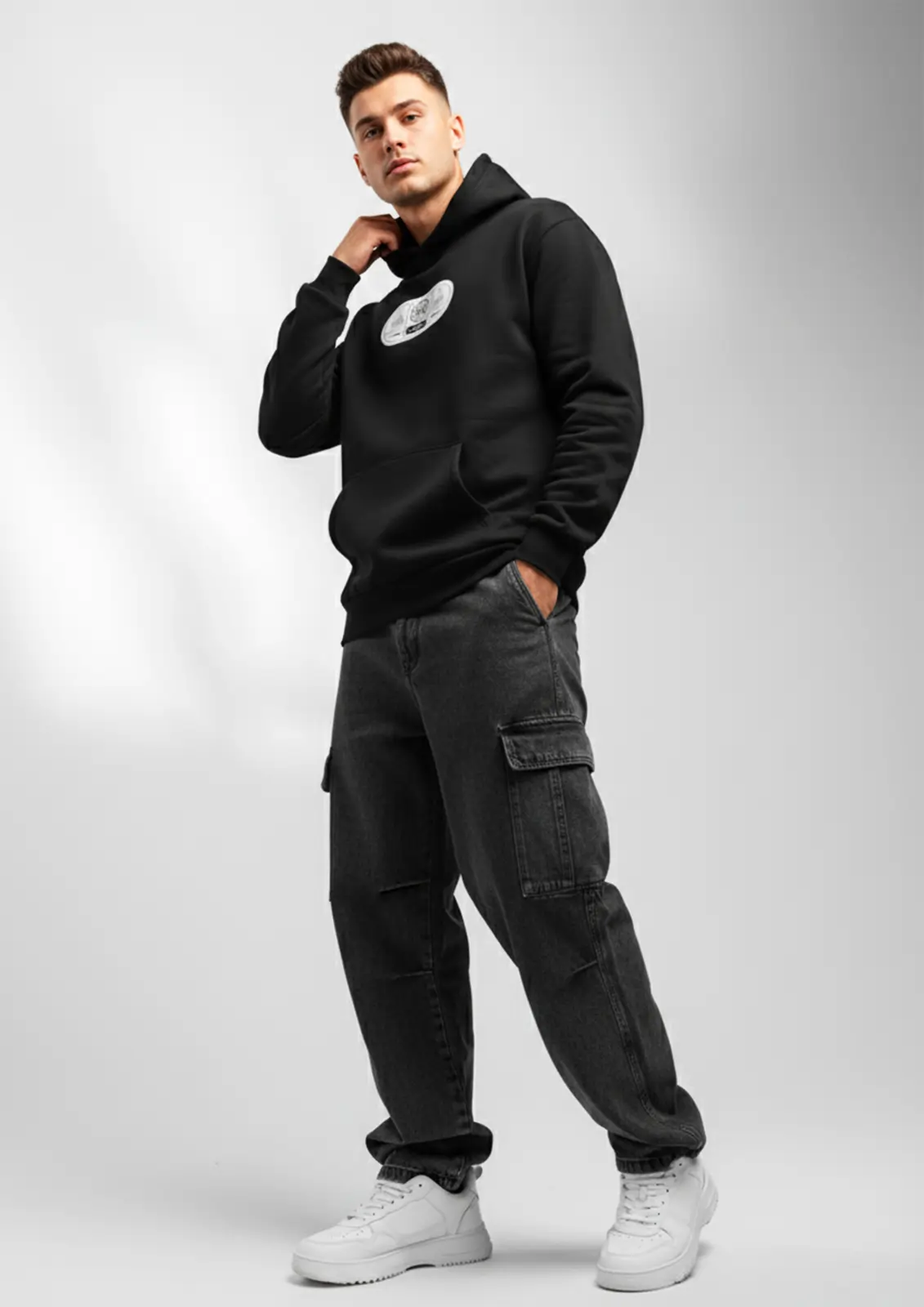 Black Graphic Hoodie For Men