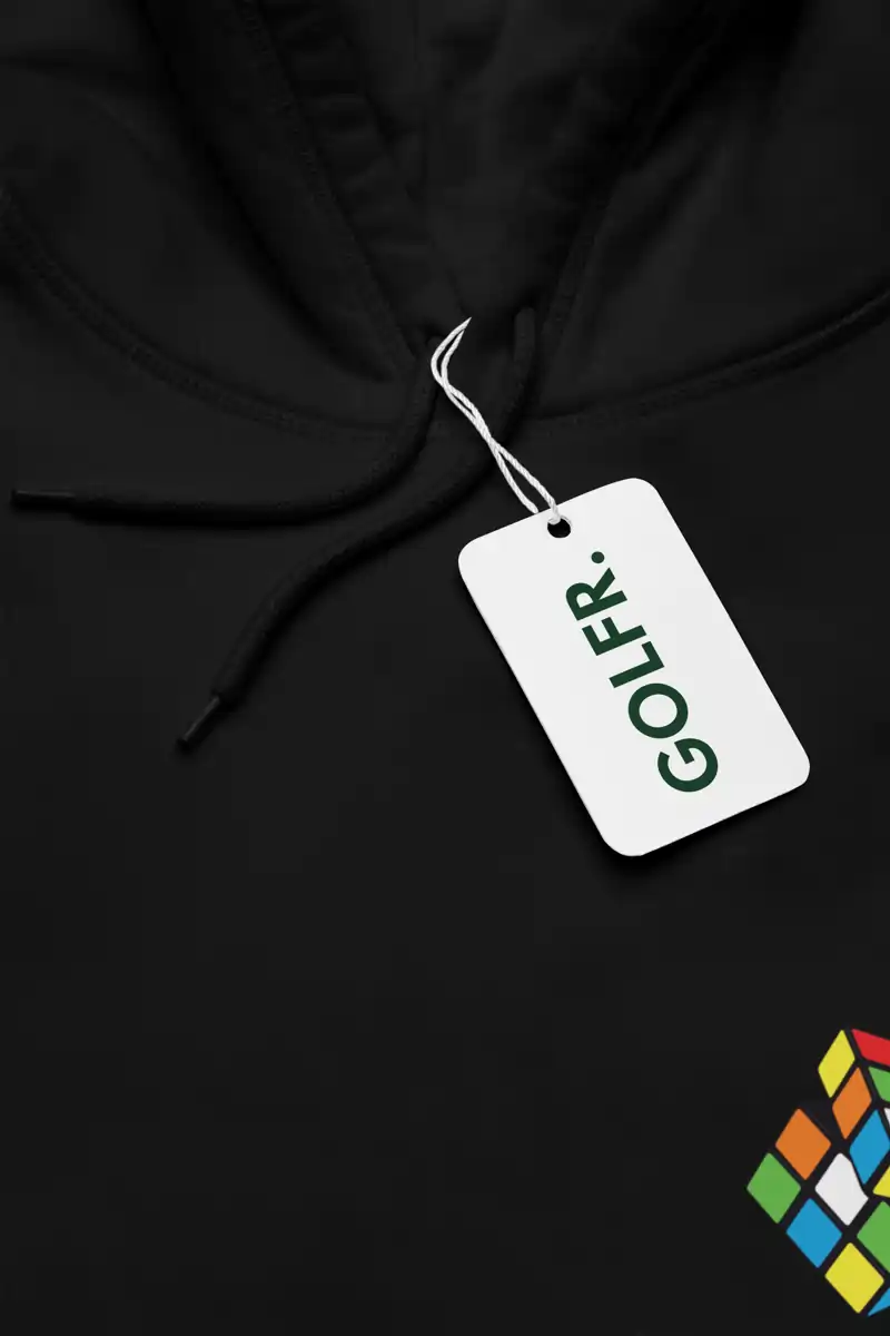 Black Hoodie with Colorful Cube Design