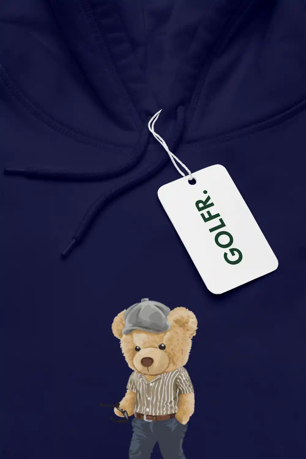 Navy Blue Hoodie with Teddy Bear Print