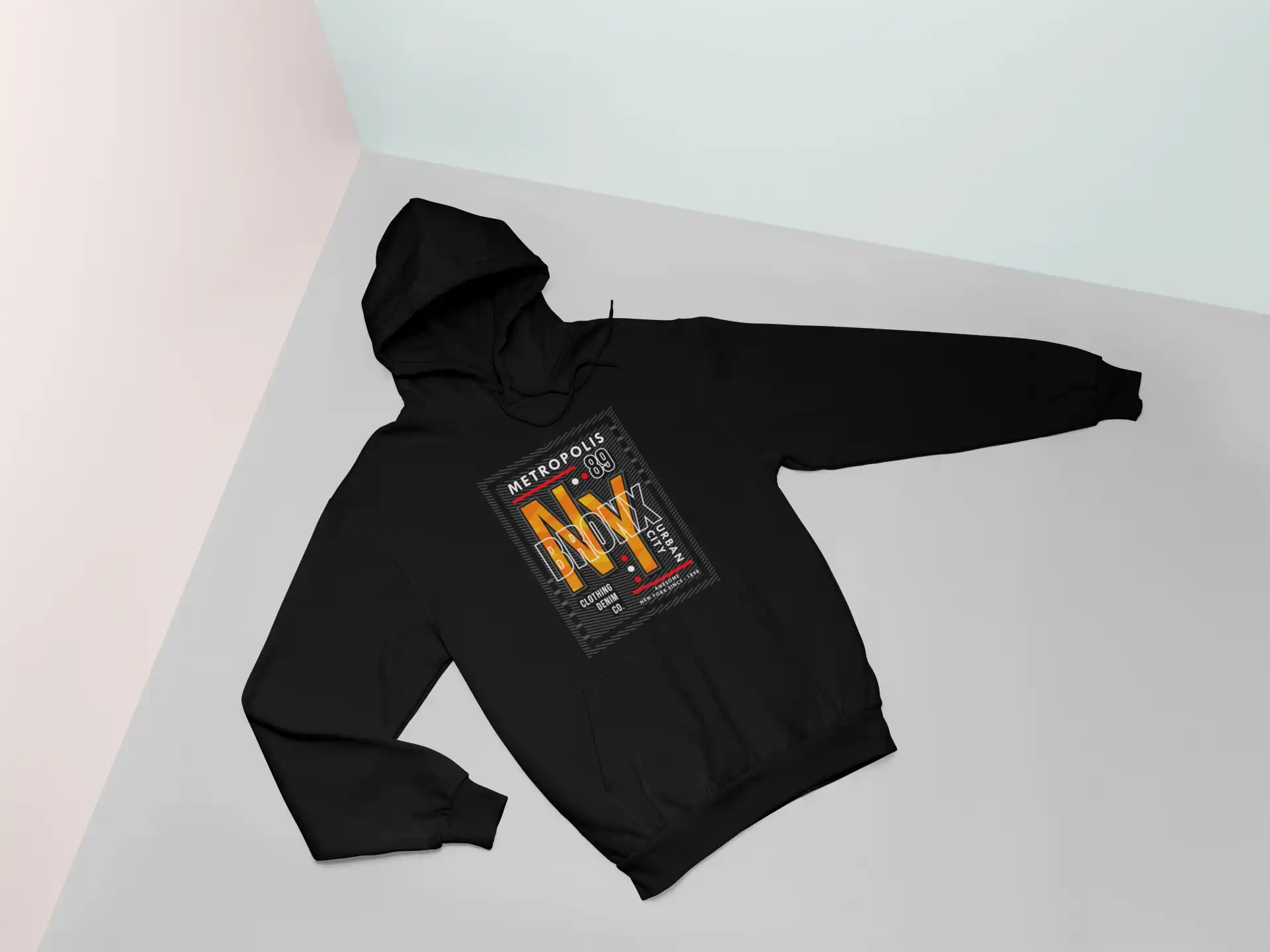 Black NY Bronx Hoodie for men