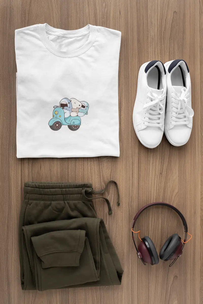 White T-shirt with Cute Animal Print