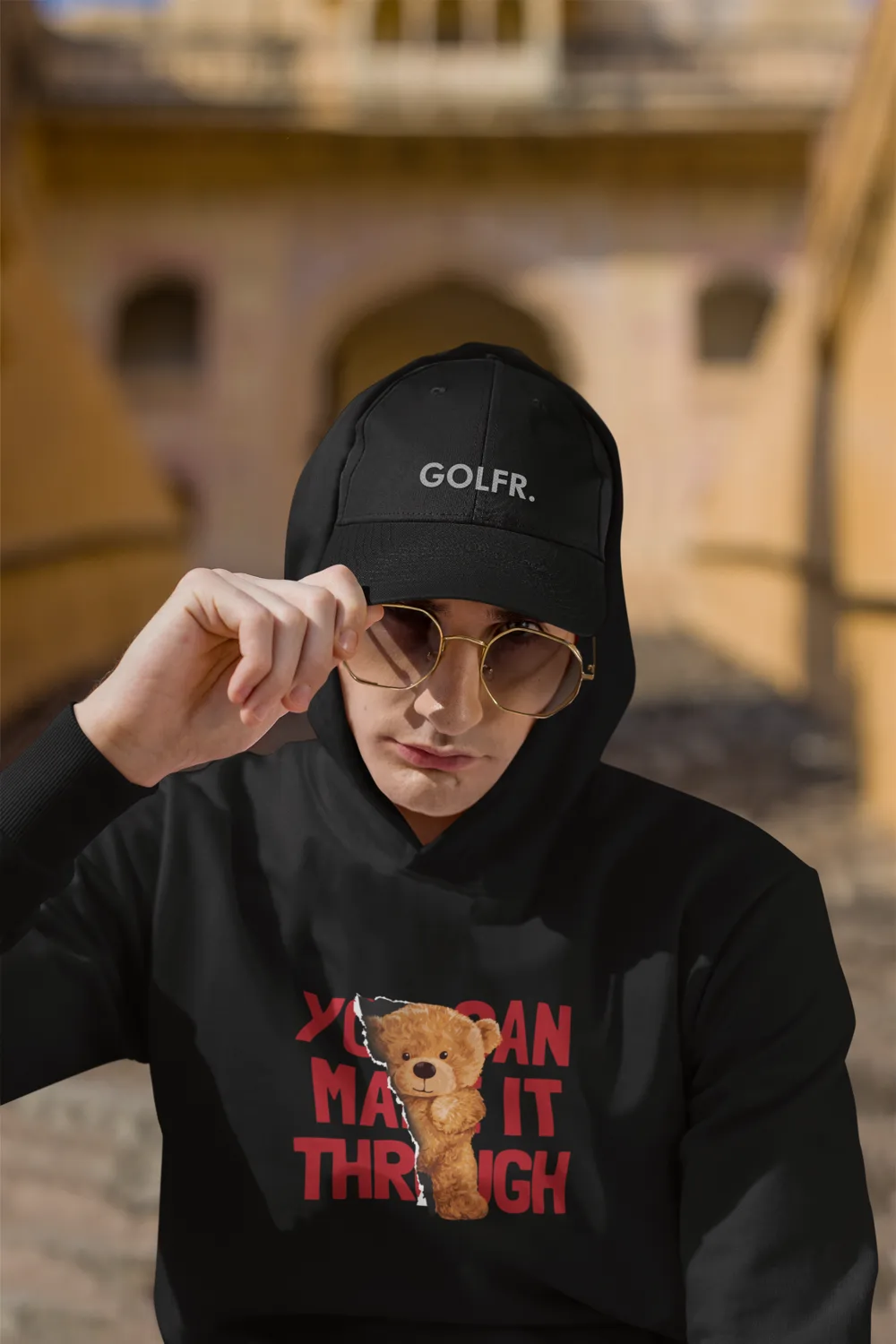 Inspirational Teddy Bear Black Hoodie for men