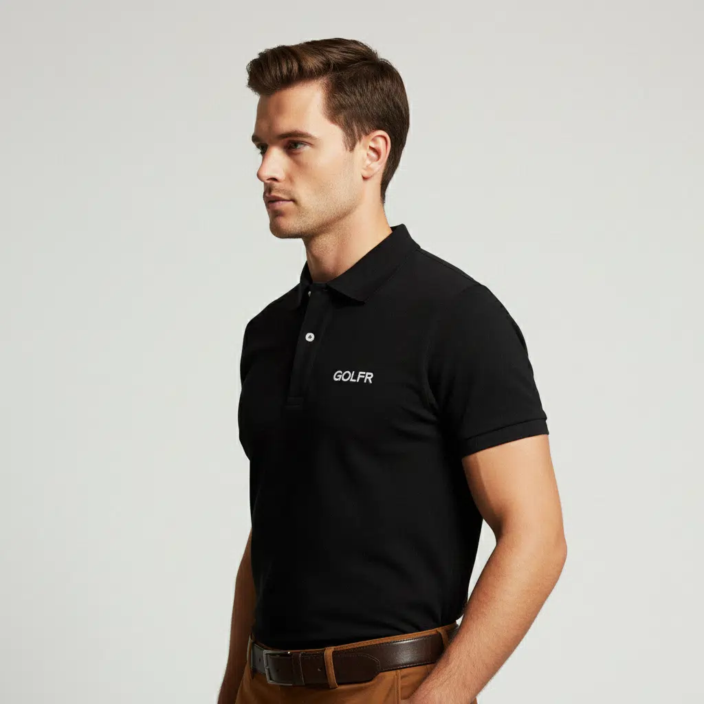 GOLFR Black Polo T-Shirt For Men