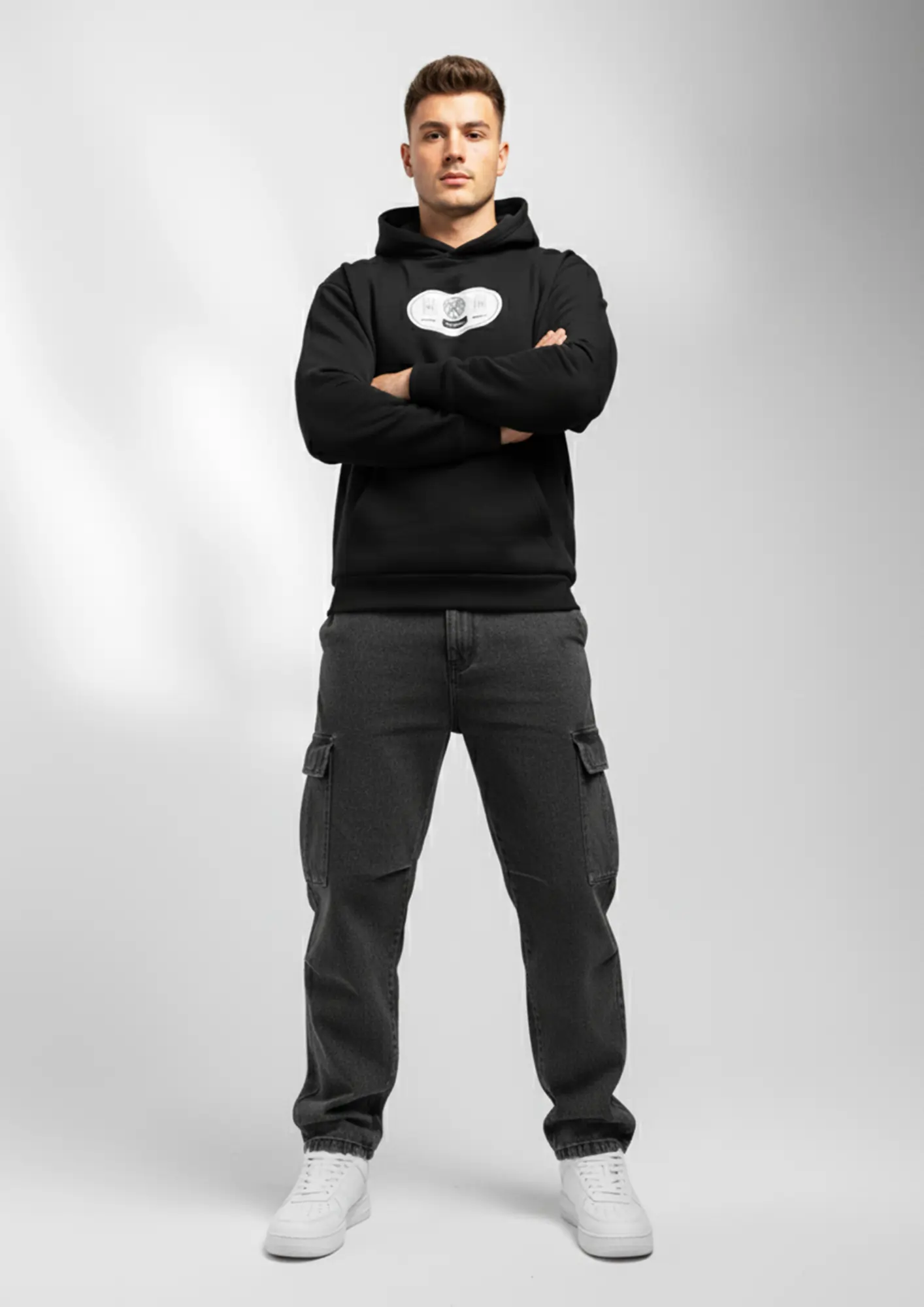 Black Graphic Hoodie For Men