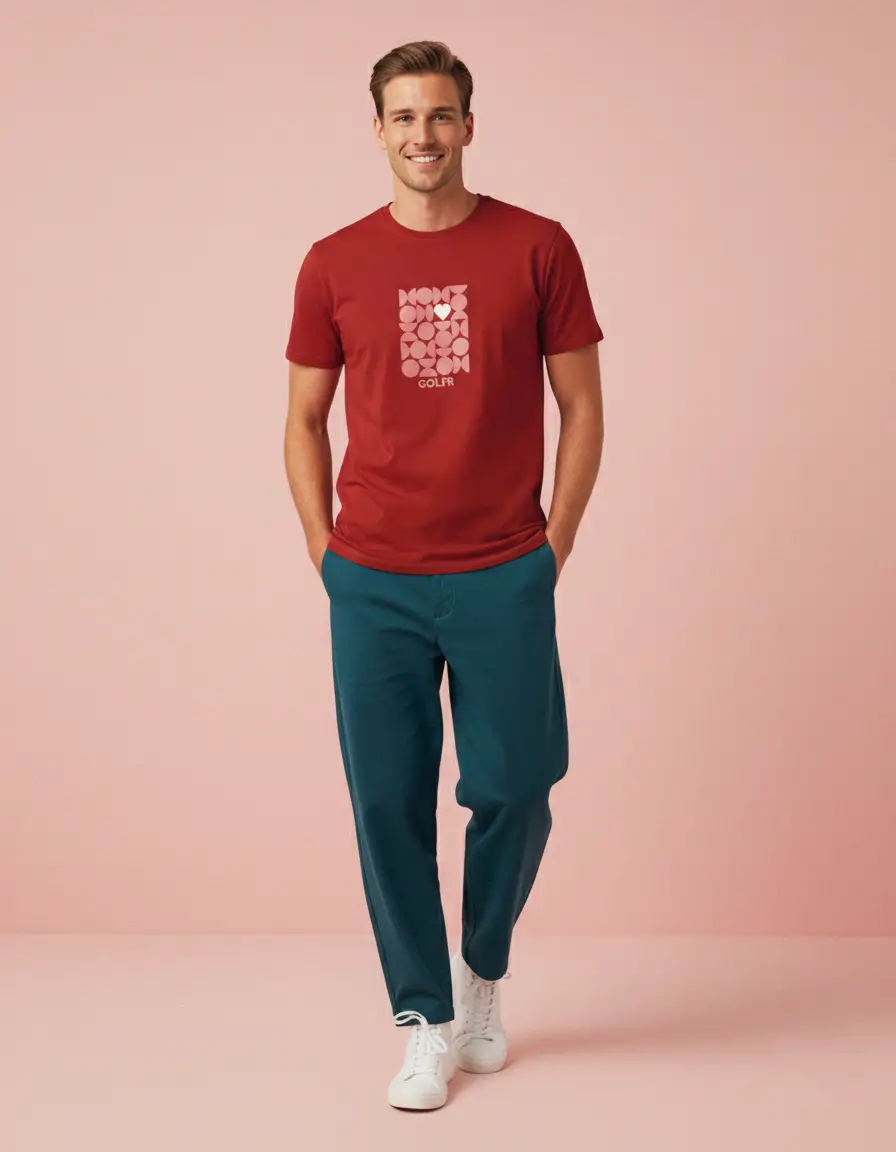 Men's Slim Fit Graphic Red T-shirt for men