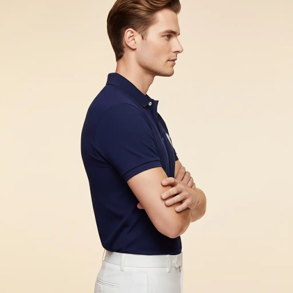 Navy Blue Heart Polo Shirt For Men