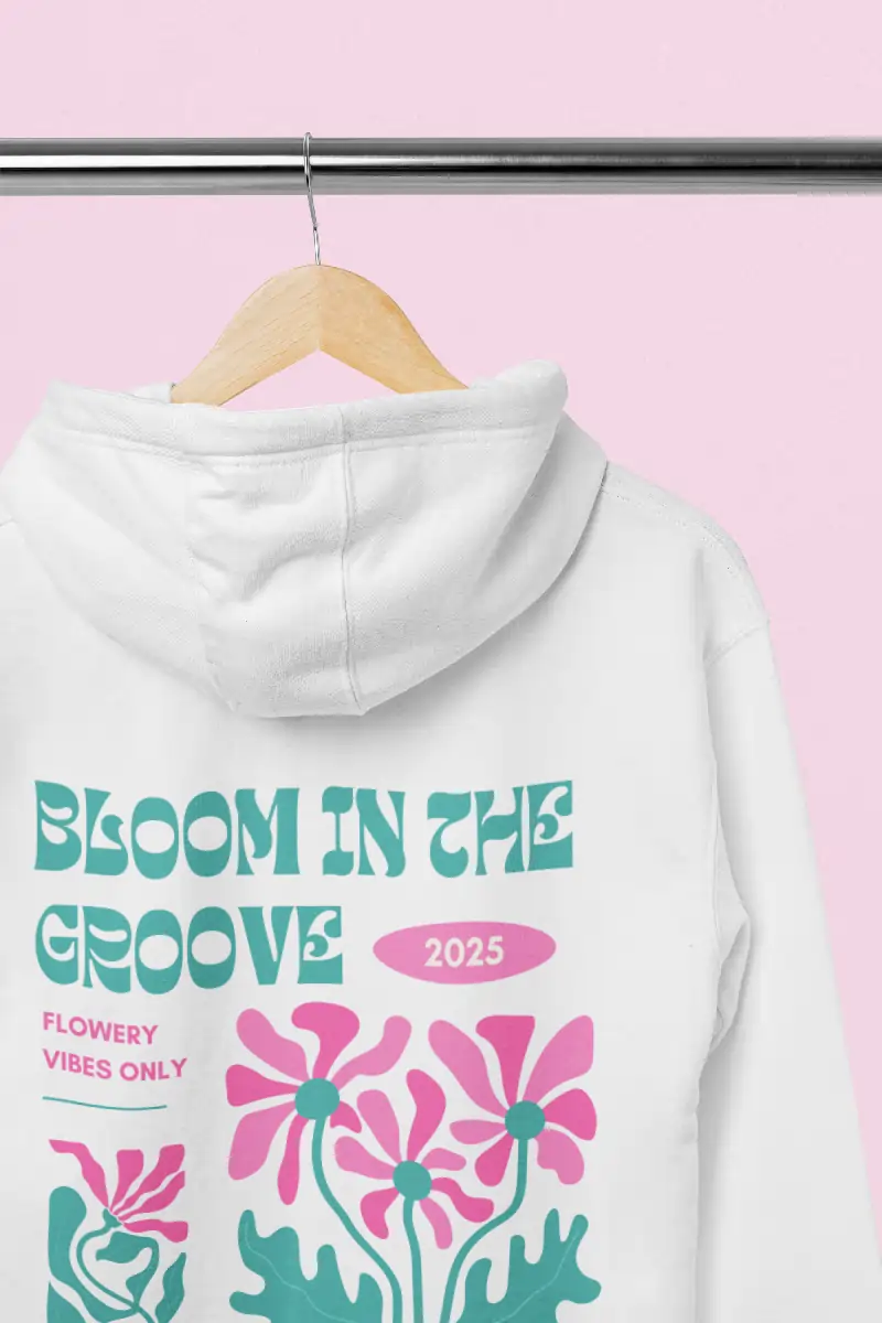 White Floral Graphic Hoodie For Men