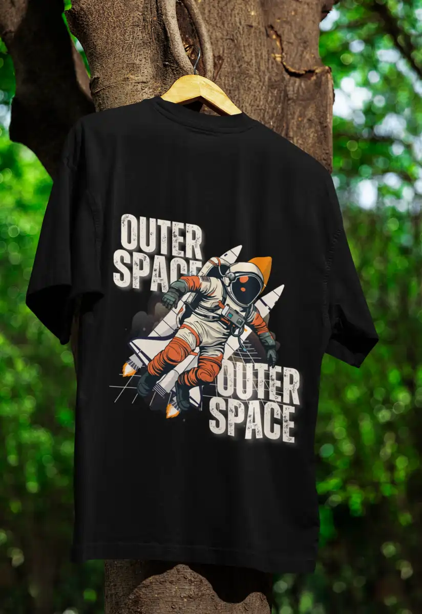 Oversized Outer Space Astronaut Black T-shirt