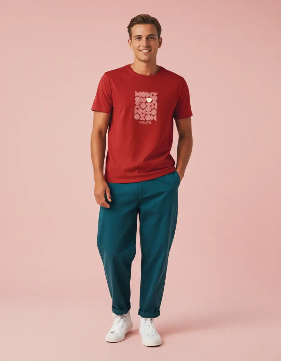 Men's Slim Fit Graphic Red T-shirt for men