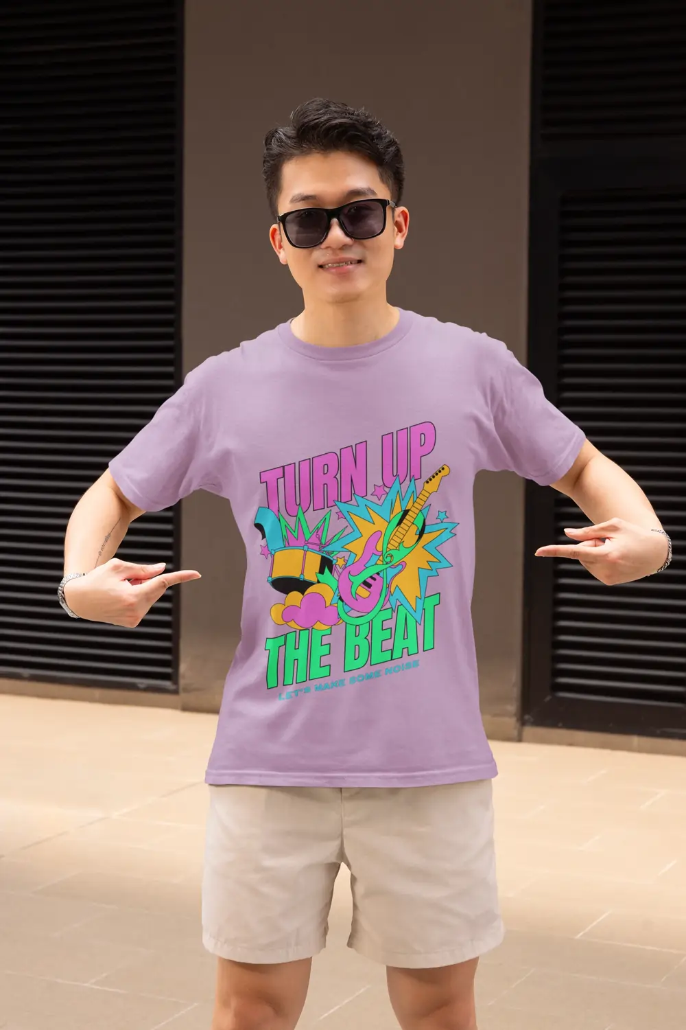 Turn Up The Beat Graphic Lilac T-Shirt