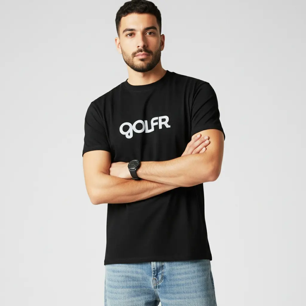 Black "GOLFR" Typo T-Shirt for Men