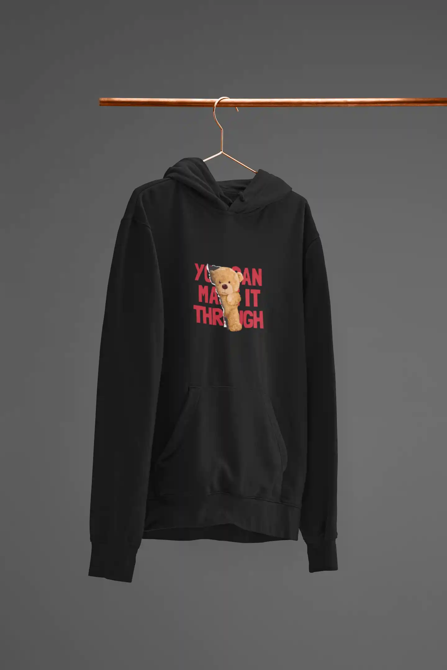 Inspirational Teddy Bear Black Hoodie for men
