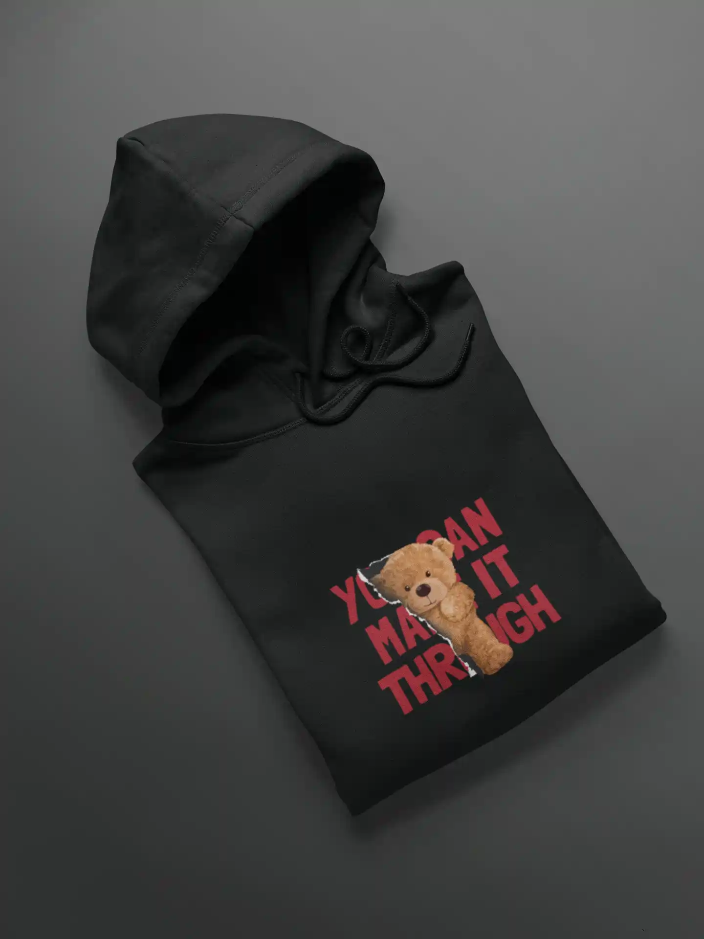 Inspirational Teddy Bear Black Hoodie for men