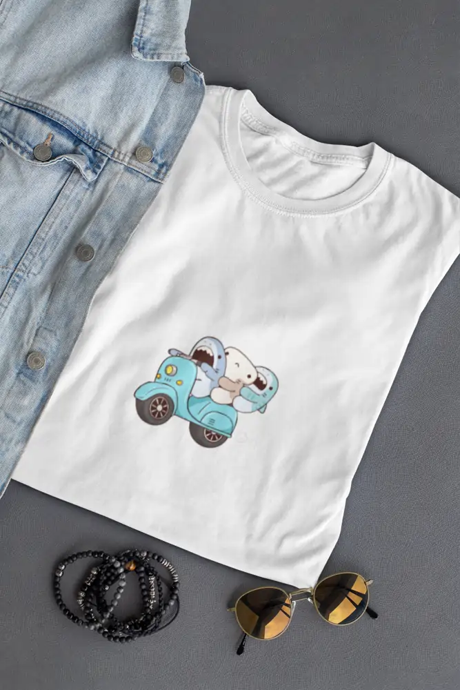White T-shirt with Cute Animal Print
