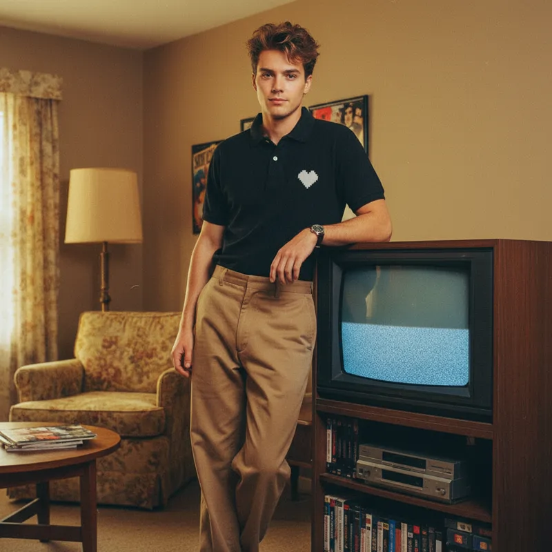 Black Polo Shirt For Men with White Heart