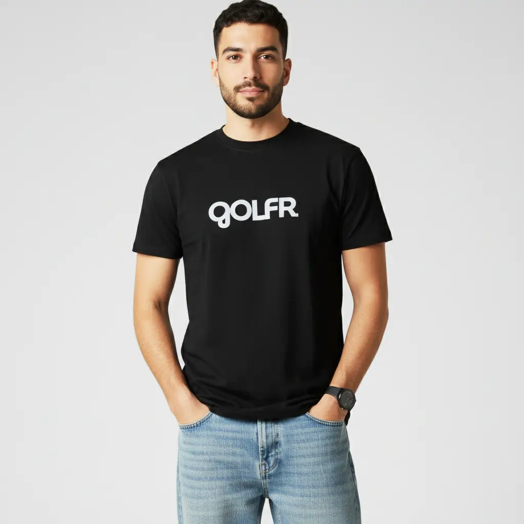 Black "GOLFR" Typo T-Shirt for Men
