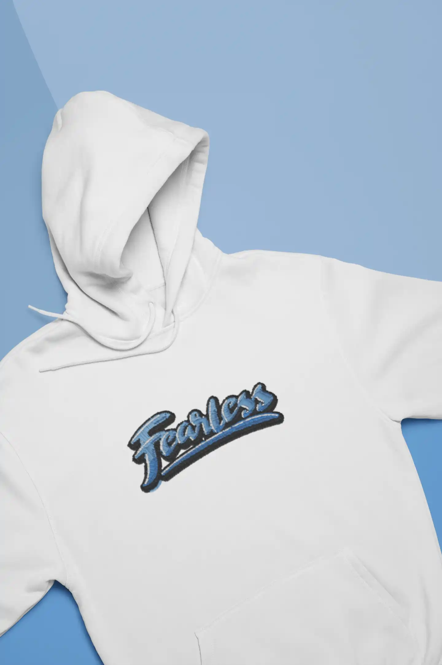 White Pullover Hoodie with "Fearless" Embroidery