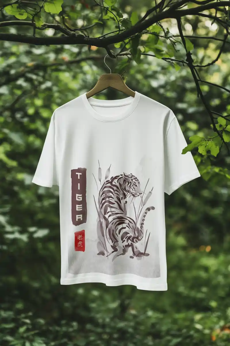 White Tiger Art Tshirt for men