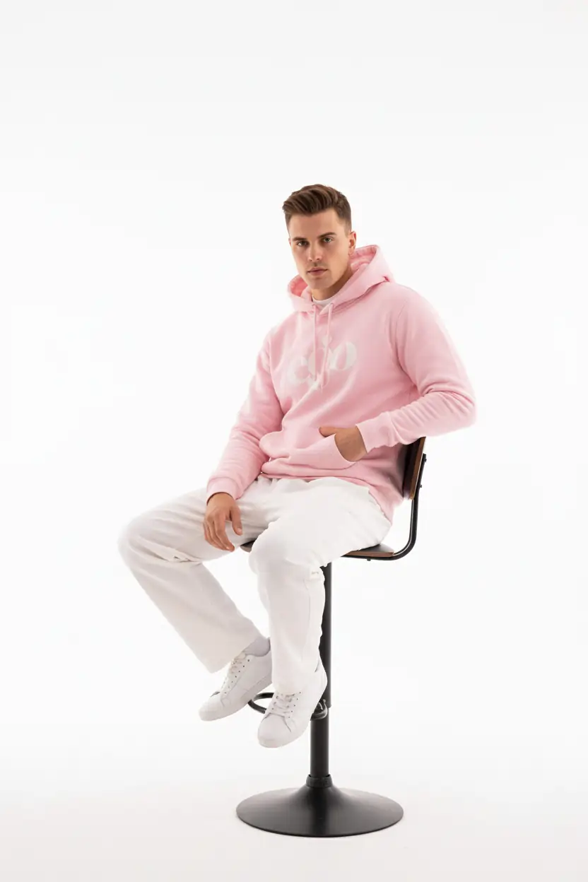 Pink Graphic Hoodie for Men "EGO"
