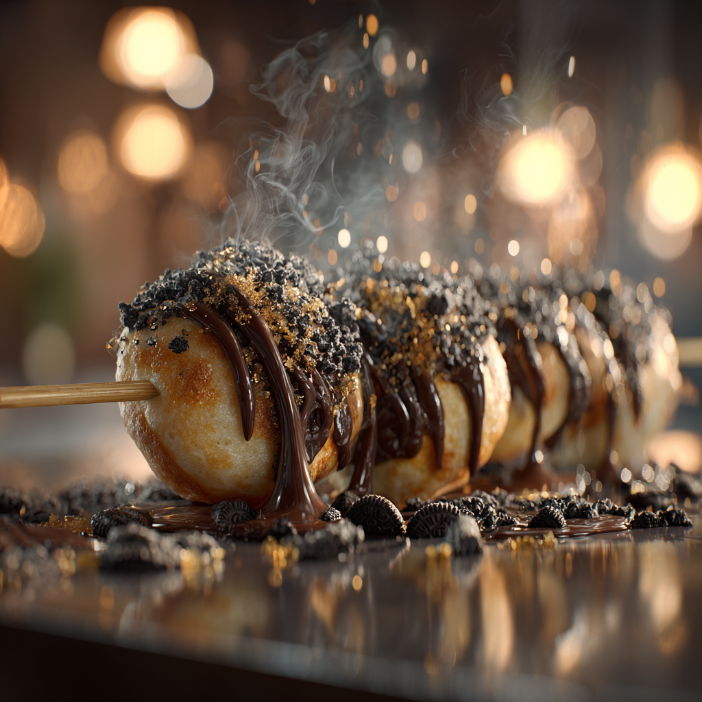 Brochette de Mini Pancake Supplément Coulis et Topping