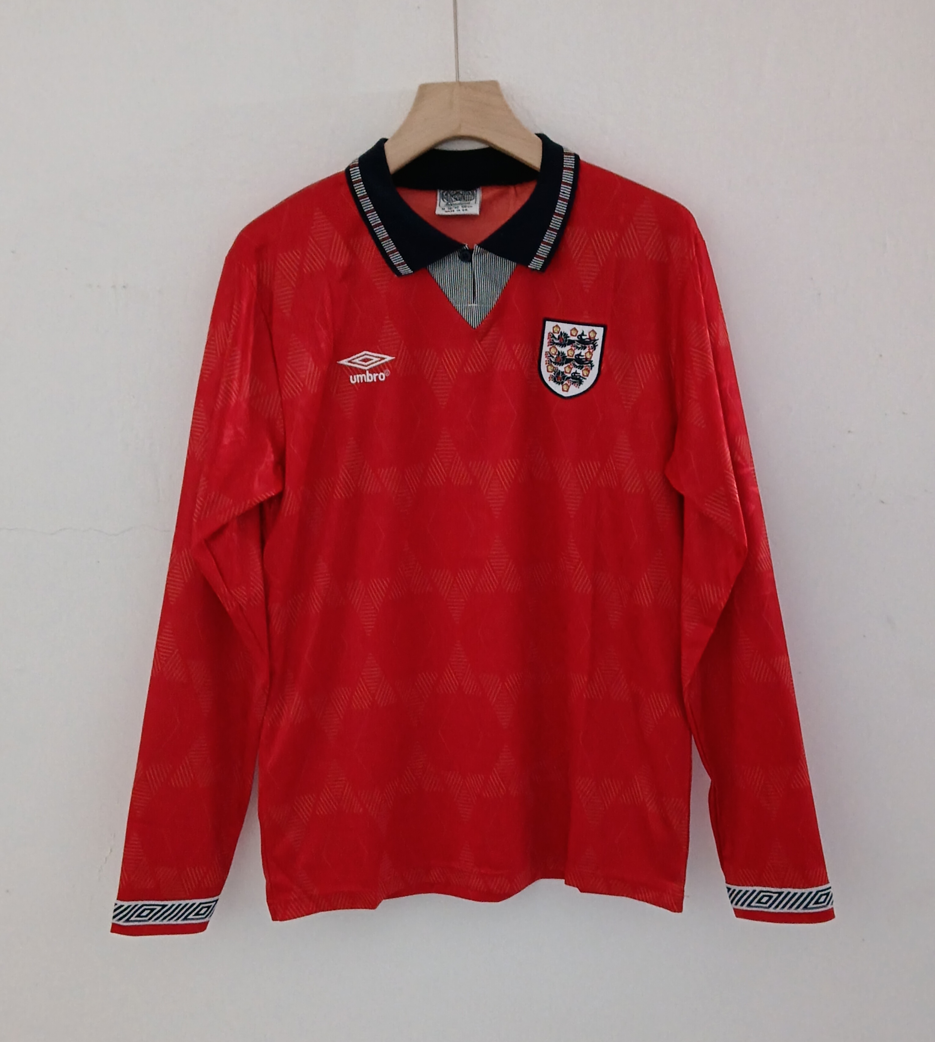1990 Retro Version England National Team Long Sleeve Jersey