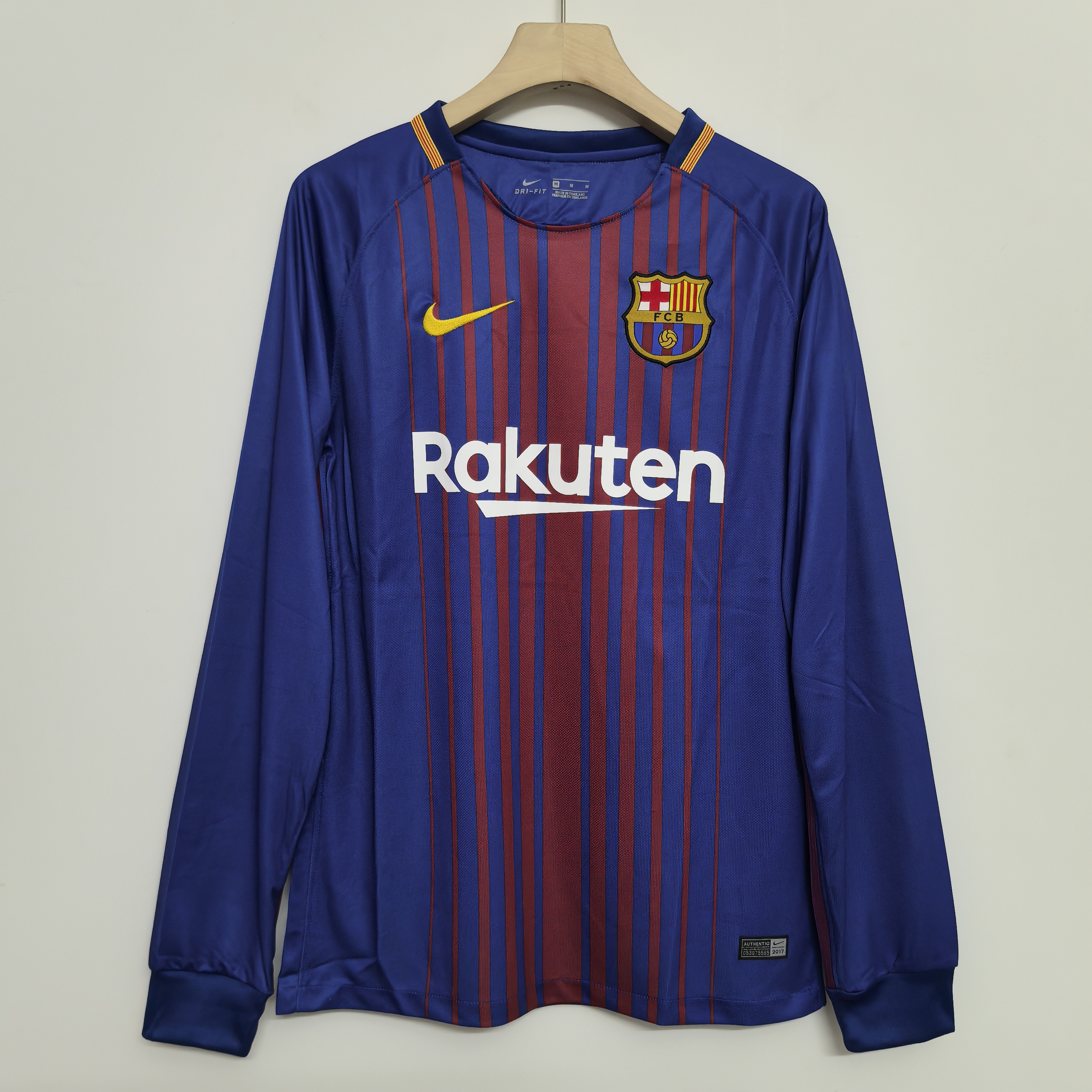 17-18 Retro Version FC Barcelona Long Sleeve Home Jersey