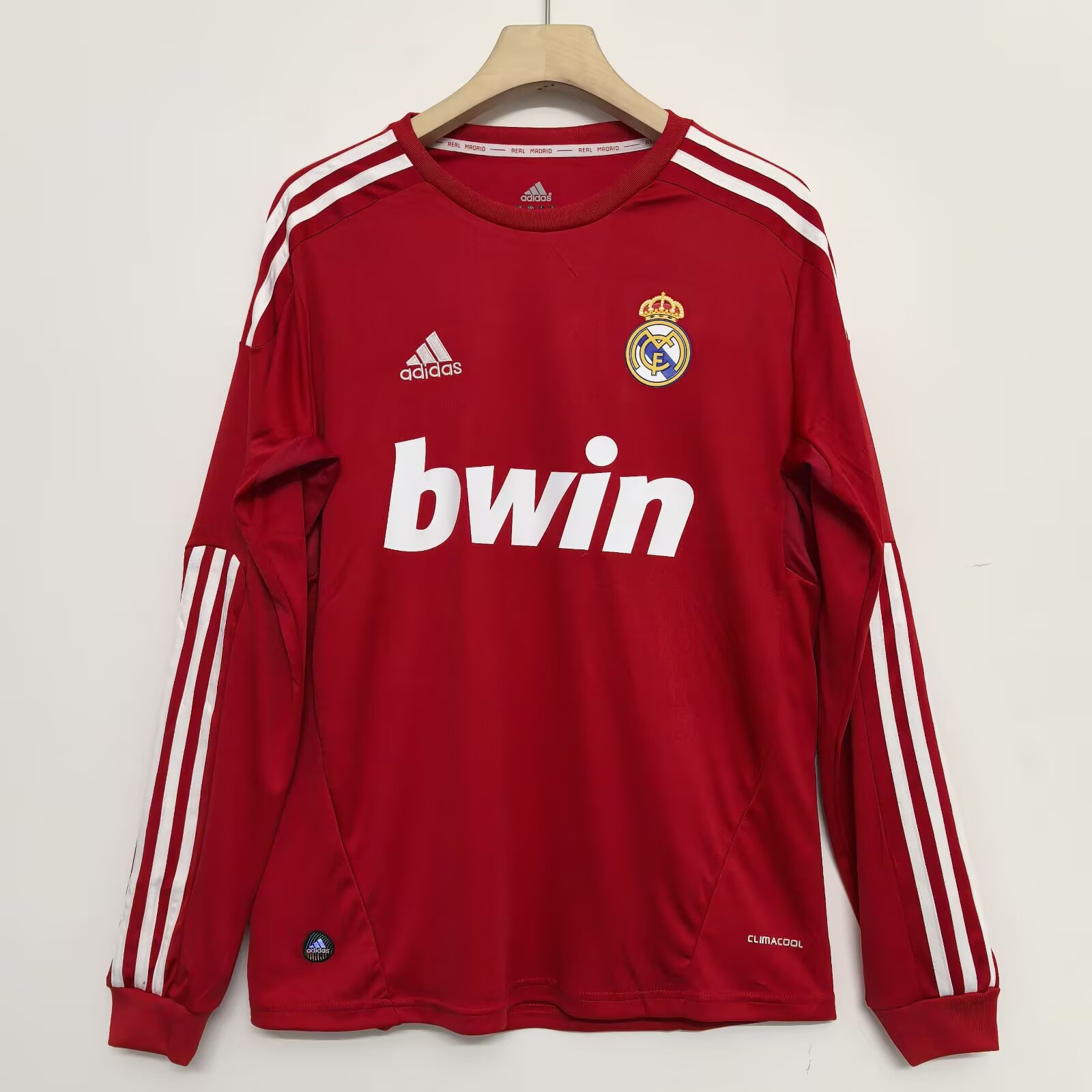 11-12 Retro Version Real Madrid Red Adidas Long-Sleeve Jersey