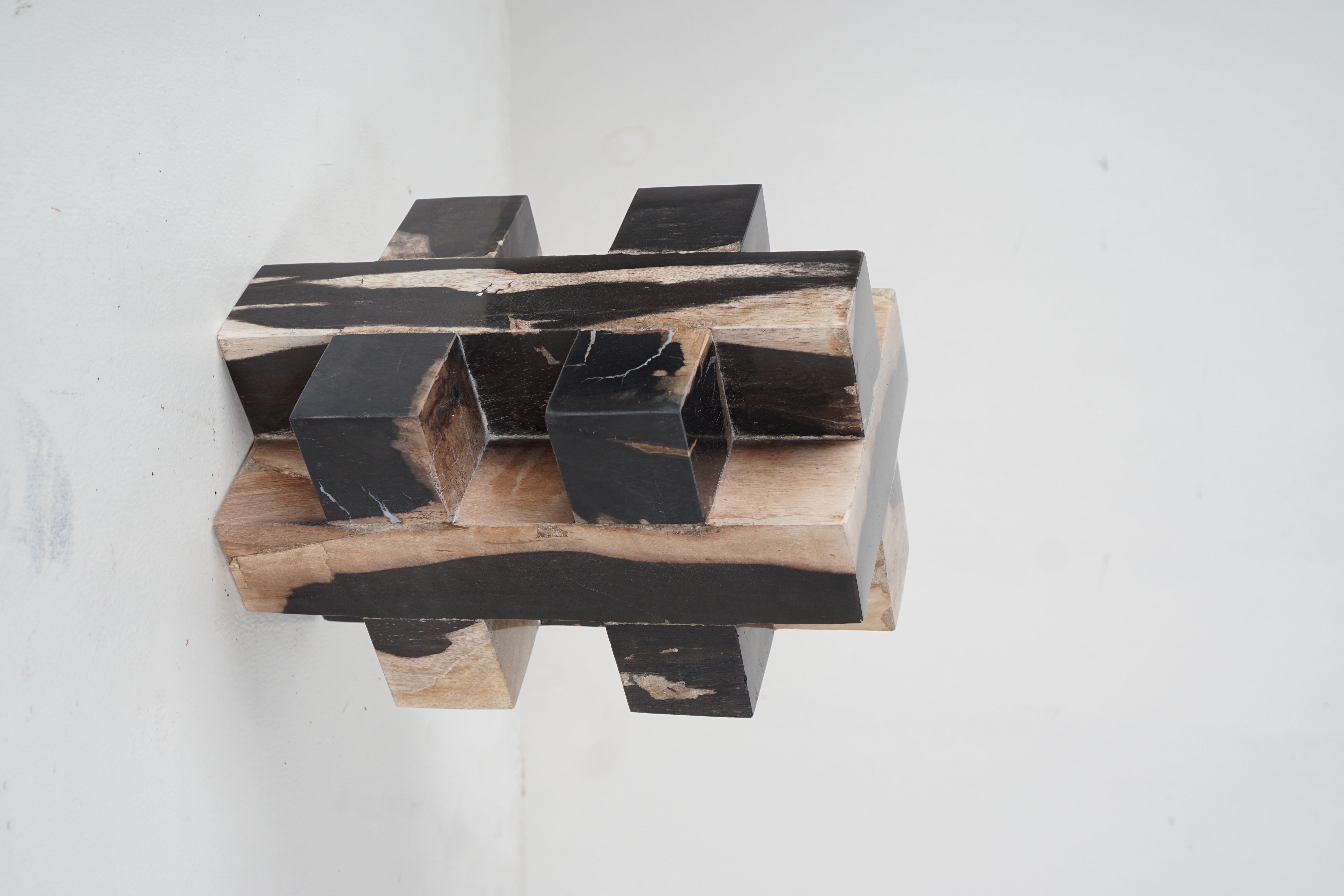  PETRIFIED WOOD GEOMETRIC SCULPTURE