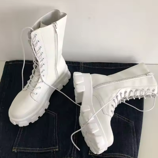 White Combat Boots