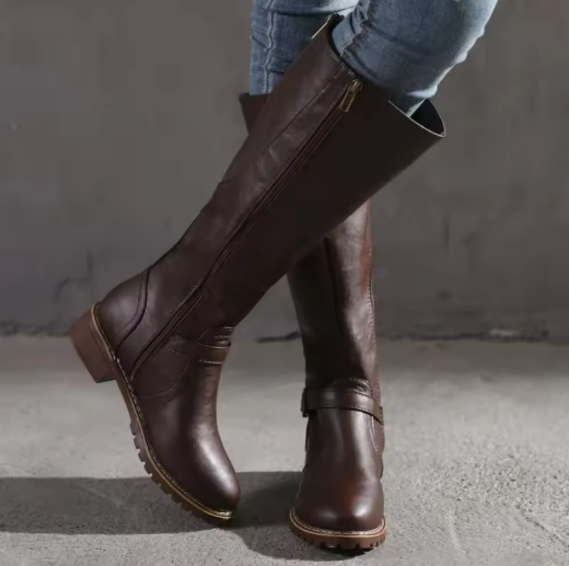 Brown Leather Knee-High Boots