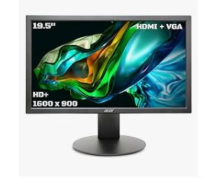Acer 19.5" Monitor-Acer K202Q 19.5 Inch HD+ 1600 X 900 Pixels LCD Monitor with LED Backlight I 200 Nits Brightness I VGA, HDMI Port with Inbox HDMI Cable I Eye Care Features I Tilt Option I Wall