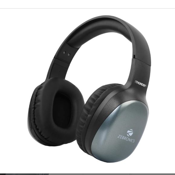 ZEBRONICS Thunder Pro Wireless Over Ear Headphone with Dual Pairing, Gaming Mode, Enc, Bluetooth, Call Function, Aux, Micro Sd, Voice Assistant, Deep Bass,...