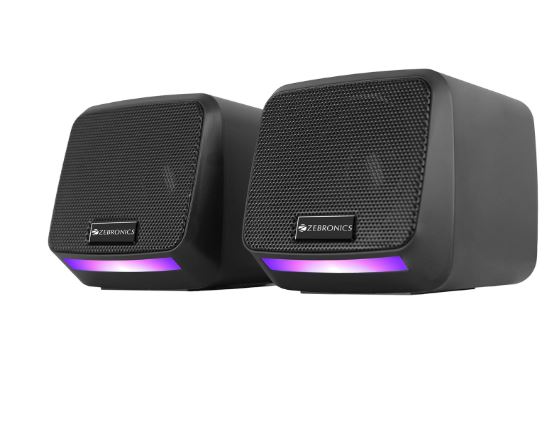 ZEBRONICS Igloo 1, 2.0 USB Computer Speakers, 8 Watts, Multicolor LED, USB Powered, AUX, Volume Control Pod for PC, Laptops, Desktop