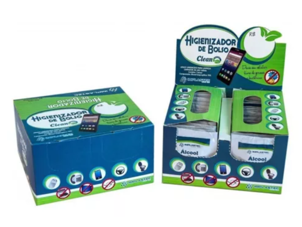 Higienizador de Bolso com Álcool Isopropílico 70% Clean - 50 Unidades
