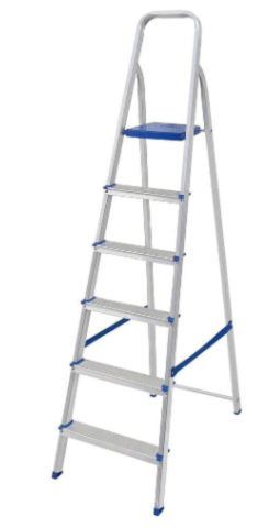 Escada Alumínio Reforçada, Estável E Segura De 5 Degraus