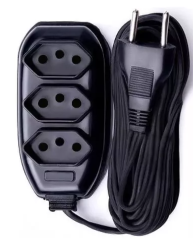 Extensão Elétrica 5 Metros 10a 3 Tomadas Plug