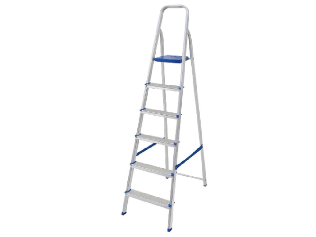 Escada Alumínio Reforçada, Estável E Segura De 5 Degraus