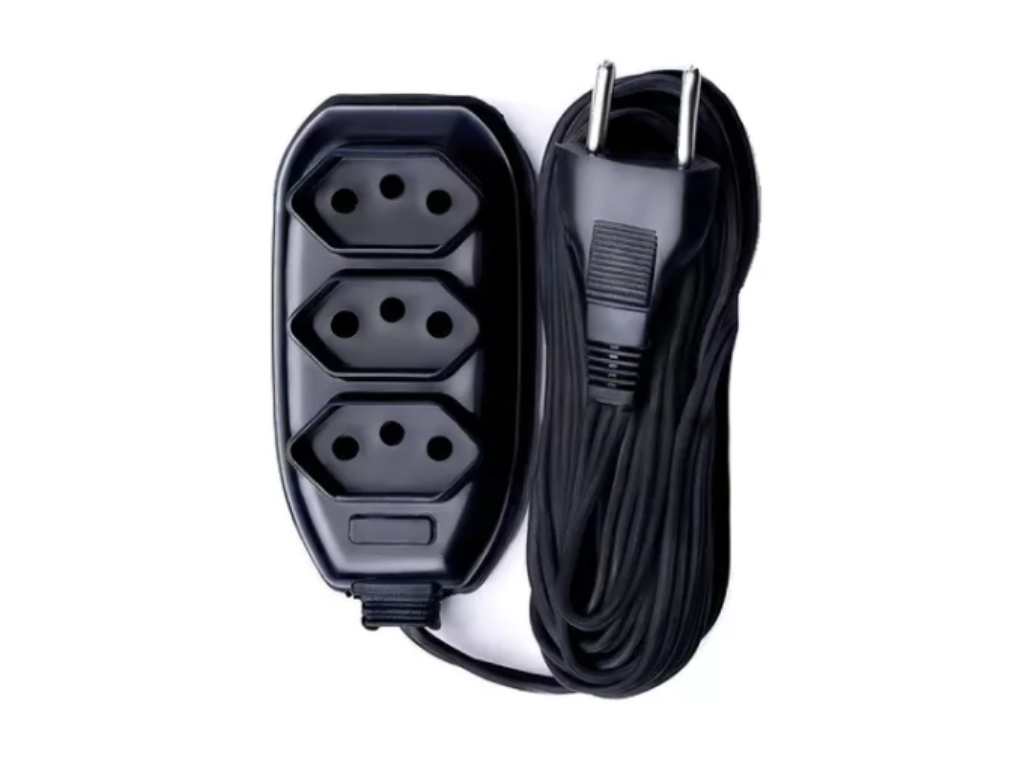 Extensão Elétrica 5 Metros 10a 3 Tomadas Plug