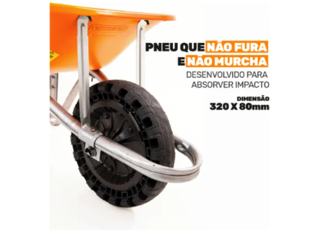 Carrinho De Mão Carriola Aço 60 L Com Pneu Maciço Ñ Fura