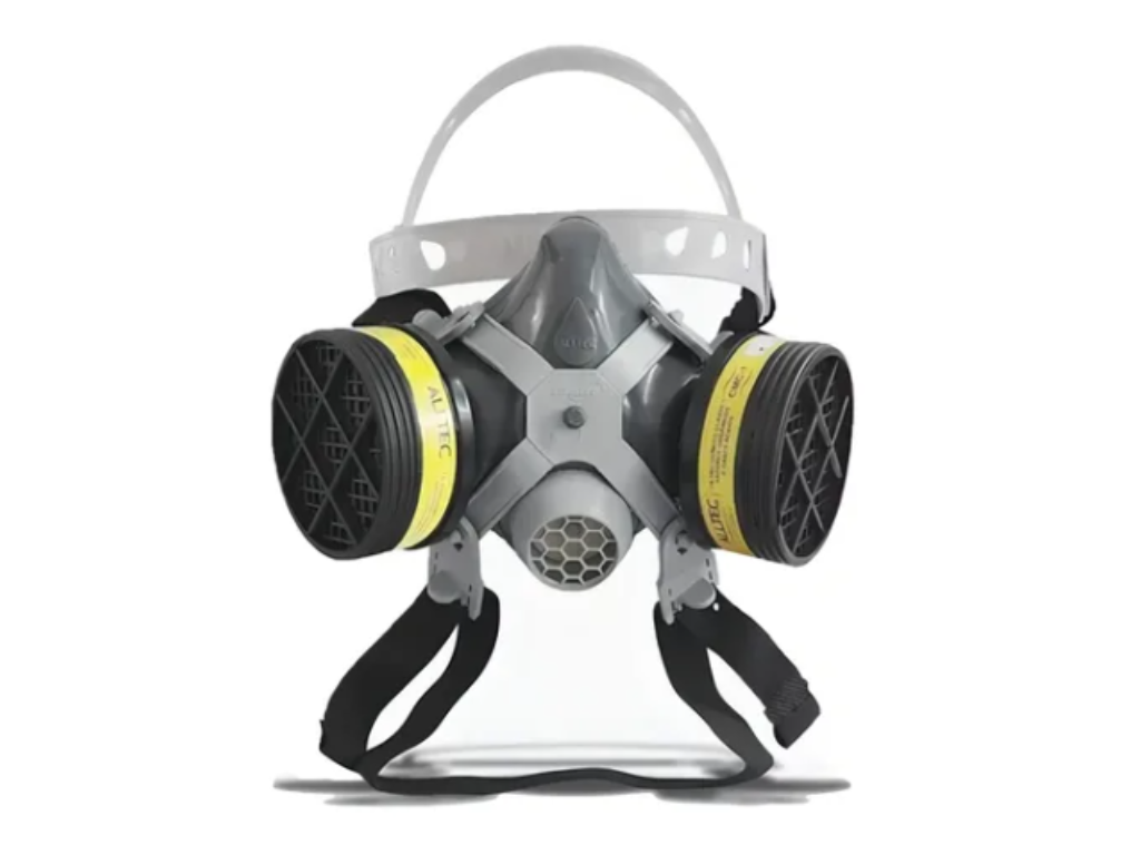 Máscara Facial Respirador C/ 2 Filtros Gases Ácidos Vapores