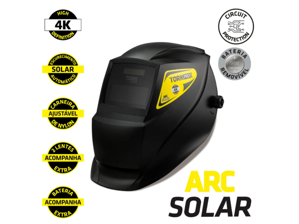 Máscara de Solda Automática Auto Escurecimento Arc Solar 4K