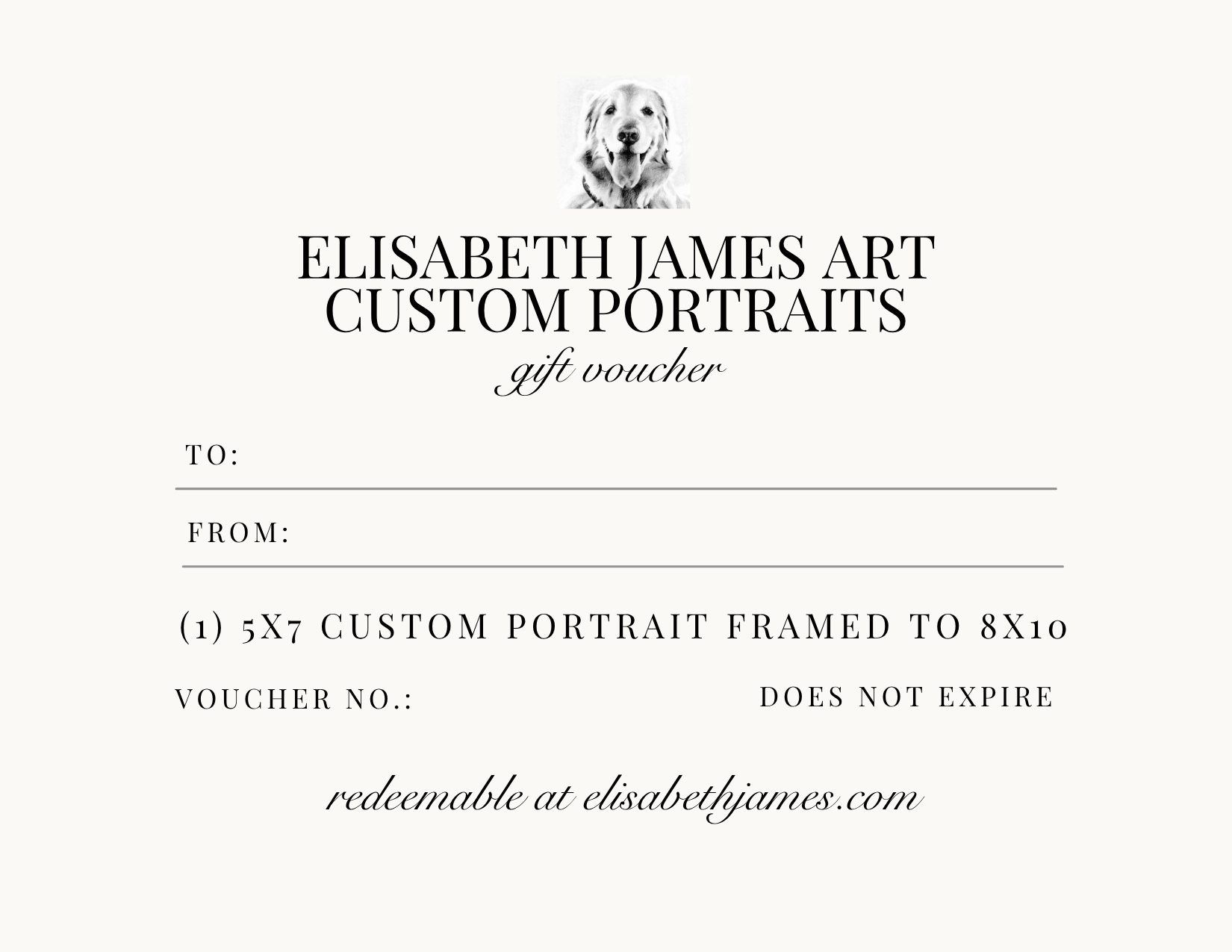 Gift Voucher for (1) 5x7 Custom Portrait