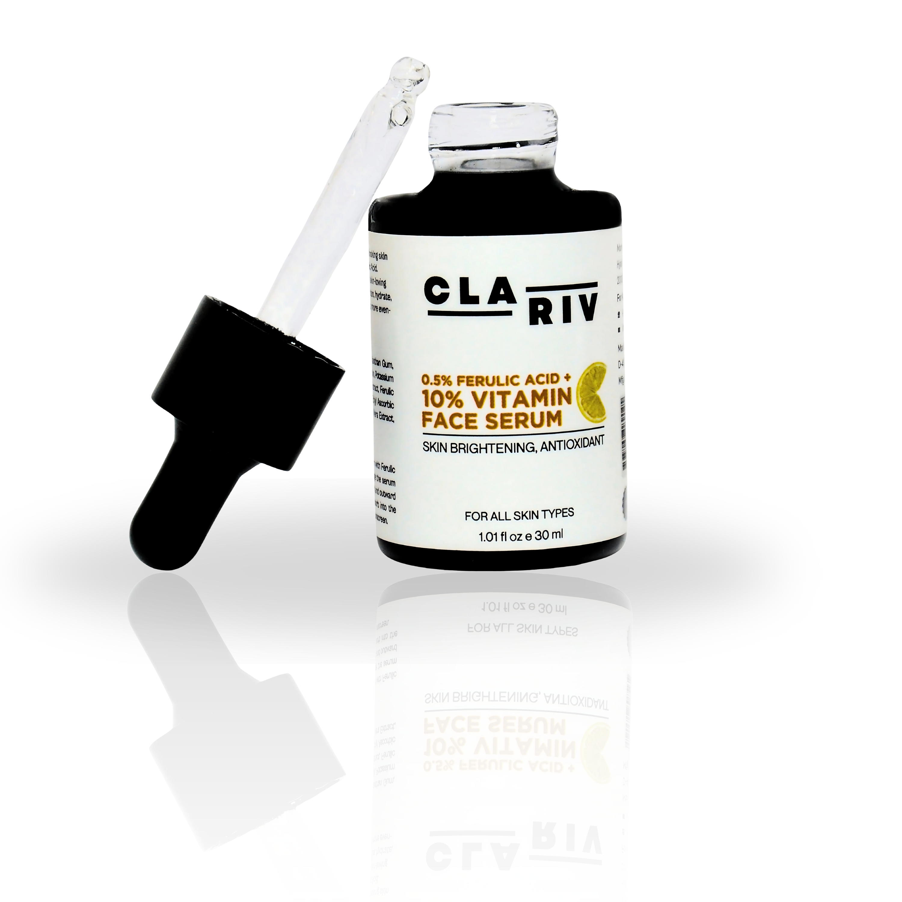 CLARIV 10% Vitamin C, 0.5% Ferulic Acid Face Serum with Powerful Antioxidants – Fights Pigmentation, Dullness & Wrinkles